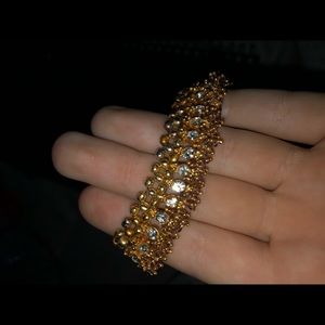 gold beaded bracelet with gems